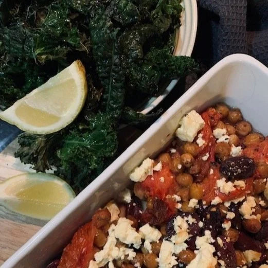 Mediterranean Chickpea Bake with Crispy Kale